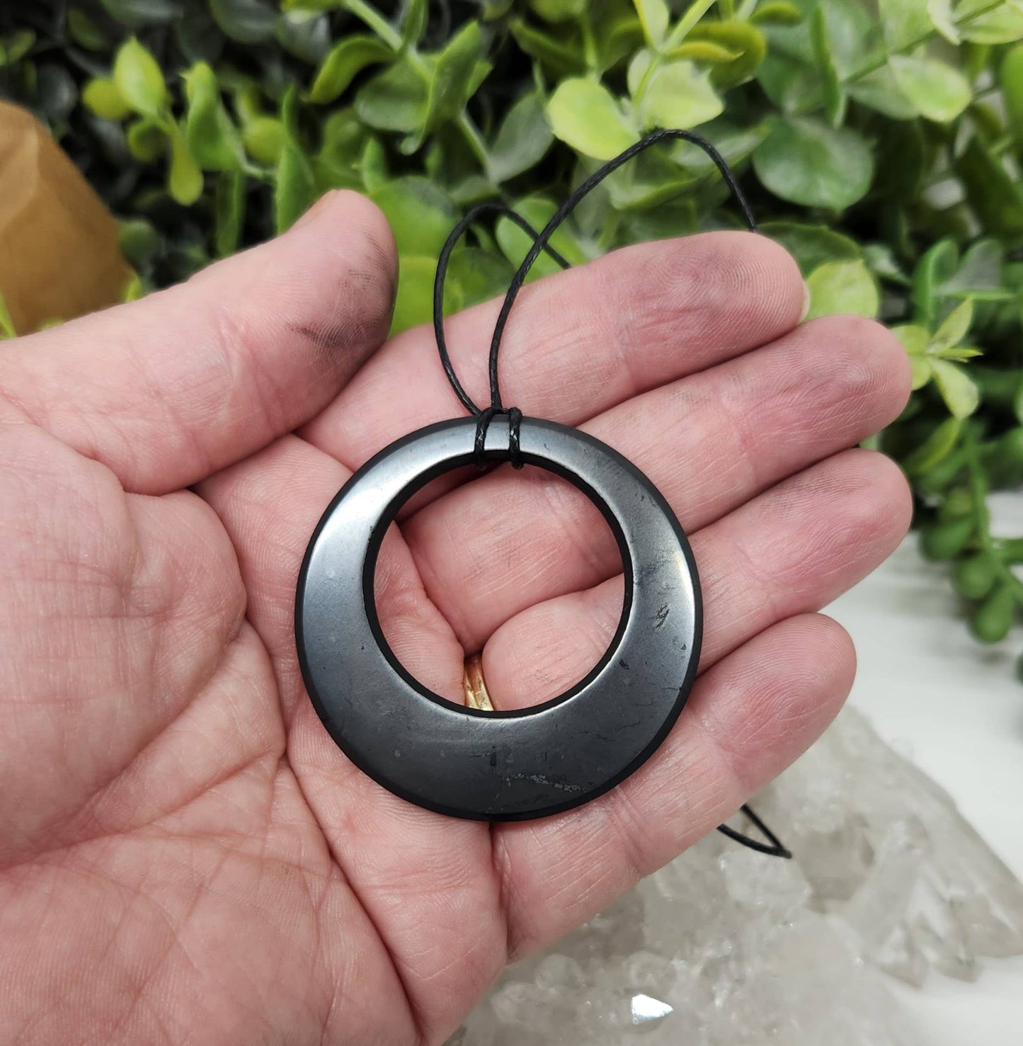 TheTayloredJean - Shungite Pendant Circle Within Circle with Cord