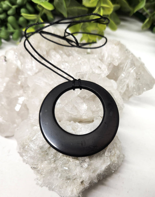 TheTayloredJean - Shungite Pendant Circle Within Circle with Cord
