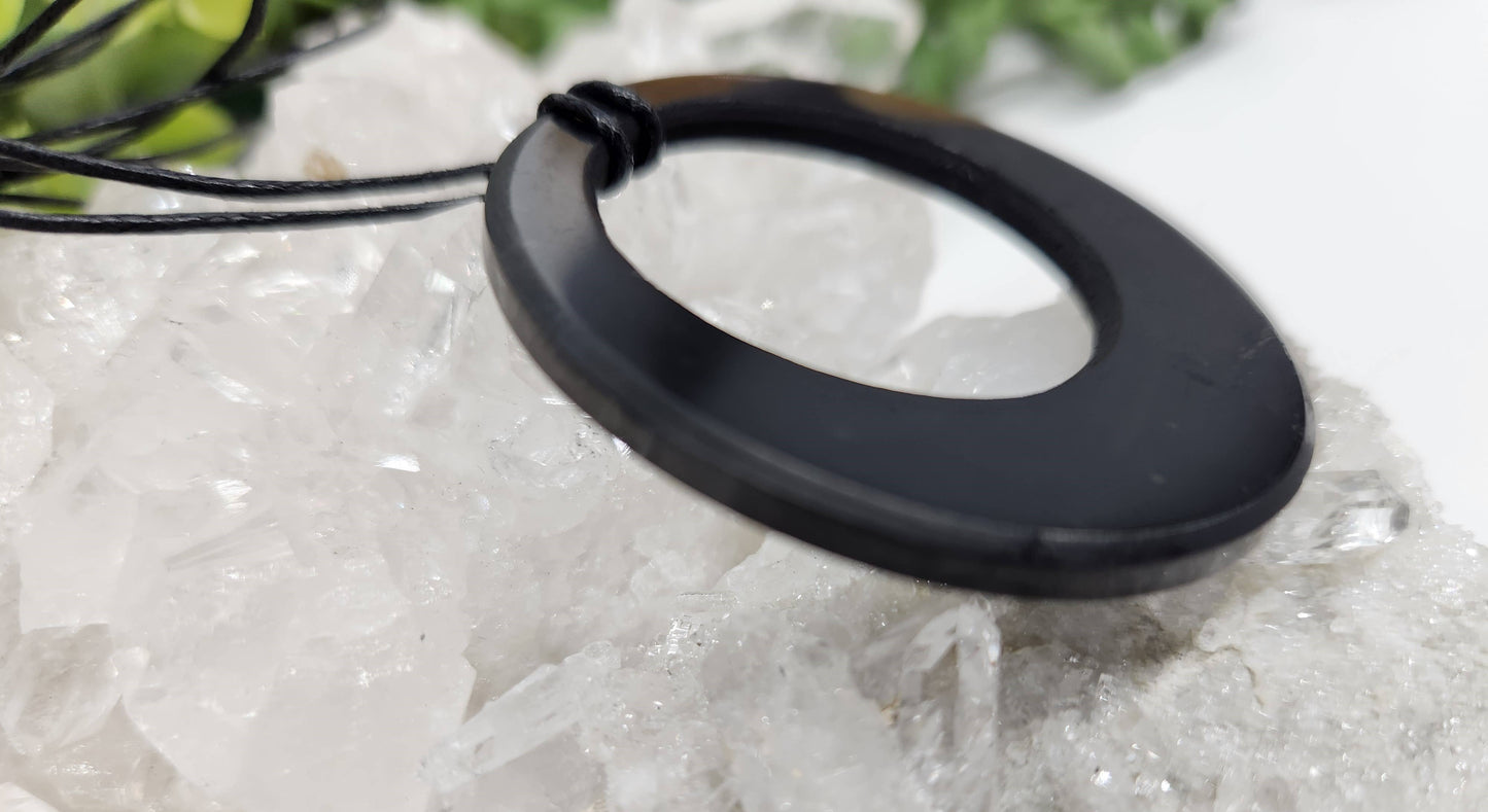 TheTayloredJean - Shungite Pendant Circle Within Circle with Cord
